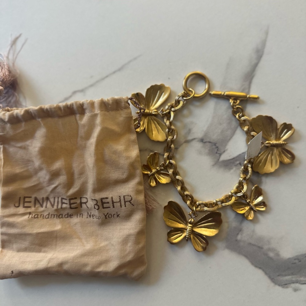 Jennifer Behr Gold Butterfly Charm Bracelet